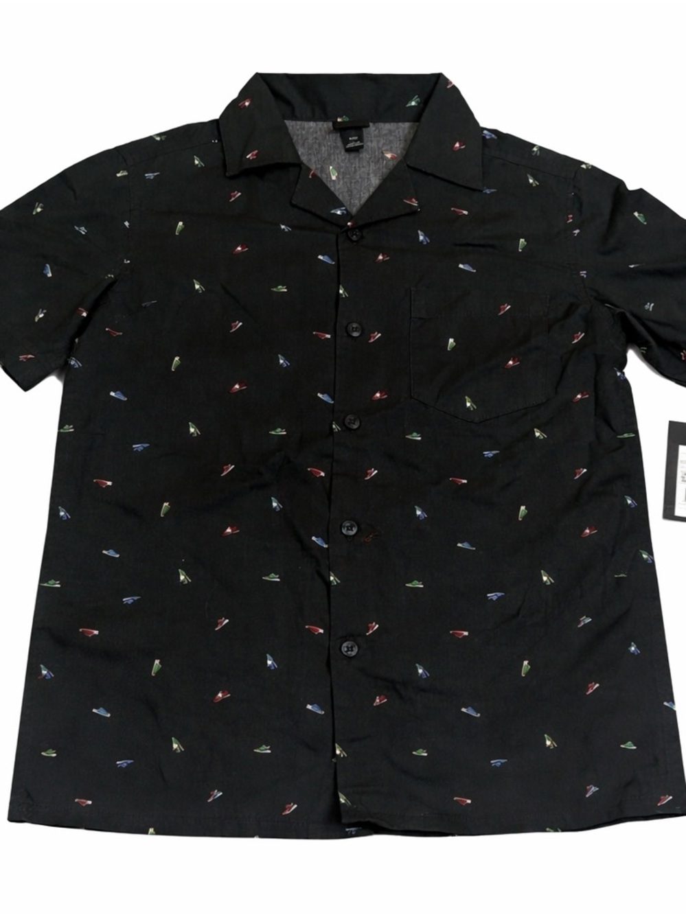 NWT:Art Class Black Short Sleeve Button Down Sneaker Shirt Size Large(10/12)D